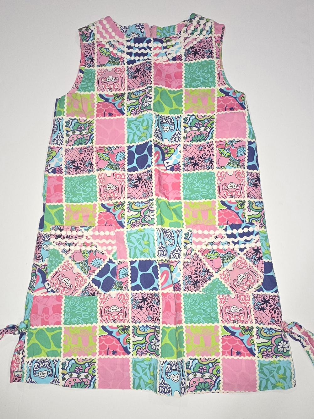 Girls' Multicolor Patchwork Sleeveless Dress Size 7